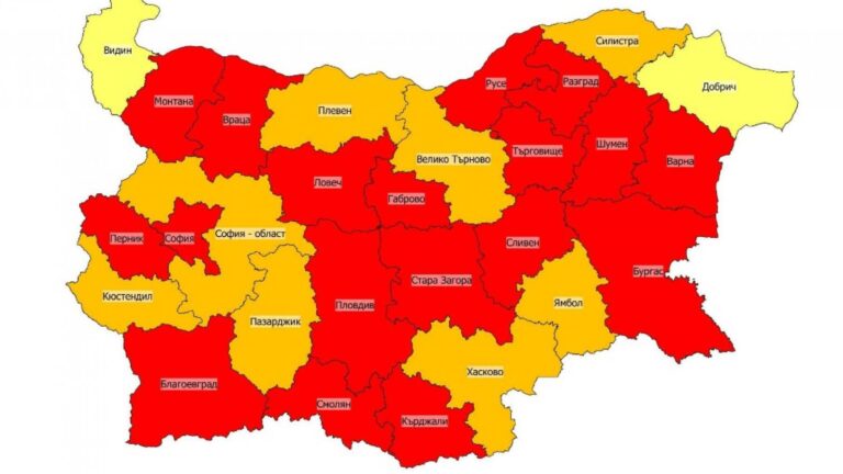 Картата на страната пламна в червено от COVID-19