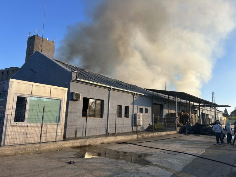 Голям пожар в хале на фирма за търговия с ядки в Карнобат /снимки/